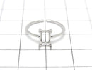 [Video]Silver925 Ring Frame (Prong Setting) Rectangle Faceted 6x4mm Rhodium Plated Free Size 1pc