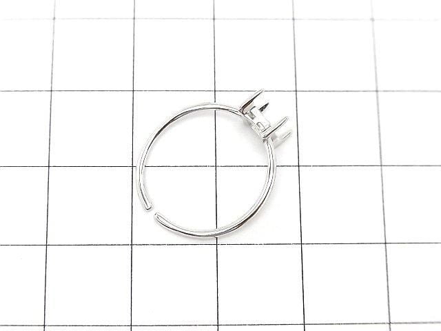 [Video] Silver925 Ring Frame (Prong Setting) Rectangle Faceted 6x4mm Rhodium Plated One Size Fits All 1pc