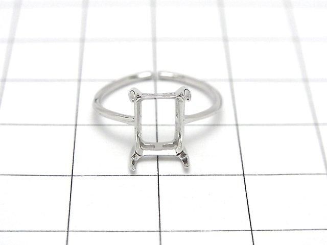 [Video] Silver925 Ring Frame (Prong Setting) Rectangle Faceted 8x6mm Rhodium Plated One Size Fits All 1pc