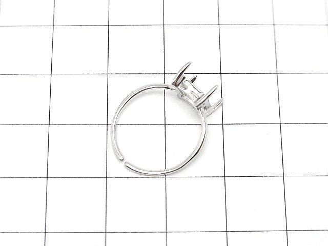 [Video] Silver925 Ring Frame (Prong Setting) Rectangle Faceted 8x6mm Rhodium Plated One Size Fits All 1pc