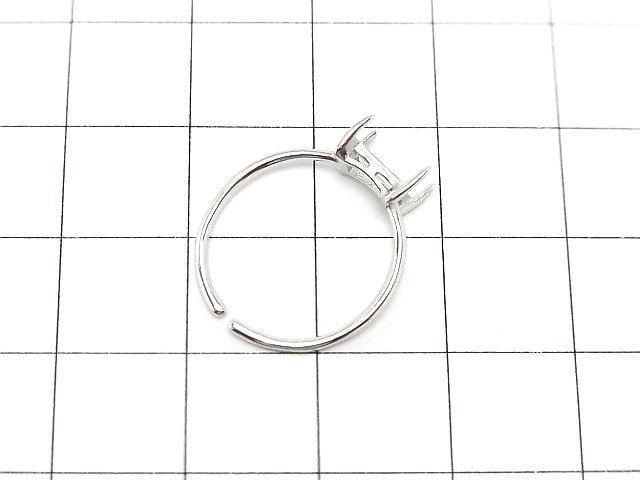 [Video] Silver925 Ring Frame (Prong Setting) Horizontal Rectangle Faceted 6x4mm Rhodium Plated One Size Fits All 1pc