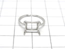 [Video]Silver925 Ring Frame (Prong Setting) Horizontal Rectangle Faceted 8x6mm Rhodium Plated Free Size 1pc