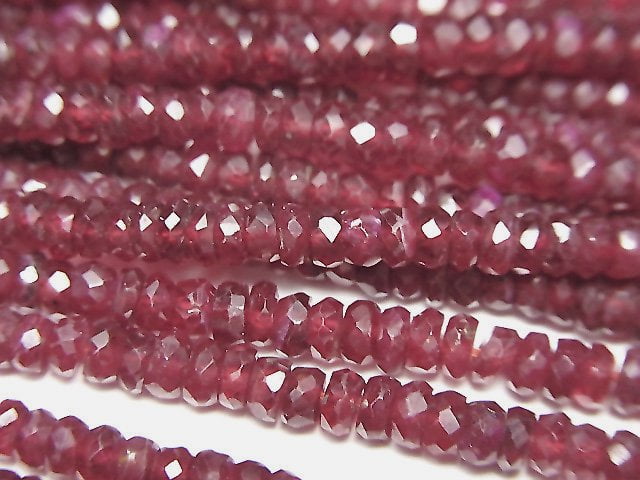 [Video]High Quality Ruby AAA- Faceted Button Rondelle half or 1strand beads (aprx.15inch/38cm)