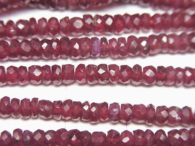 [Video]High Quality Ruby AAA- Faceted Button Roundel half or 1strand beads (aprx.15inch/38cm)