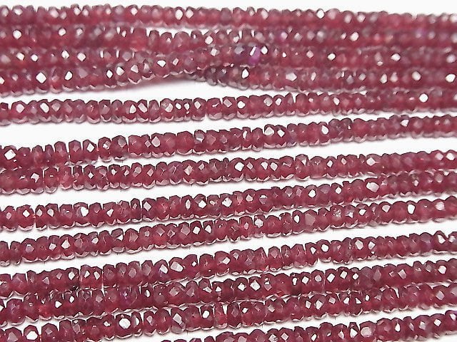 [Video]High Quality Ruby AAA- Faceted Button Rondelle half or 1strand beads (aprx.15inch/38cm)