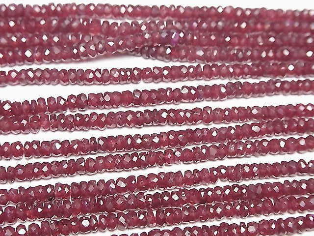 [Video]High Quality Ruby AAA- Faceted Button Roundel half or 1strand beads (aprx.15inch/38cm)