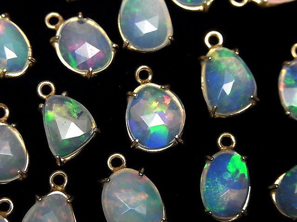 [Video]High Quality Ethiopian Opal AAA Bezel Setting Freeform Rose Cut 18KGP 2pcs