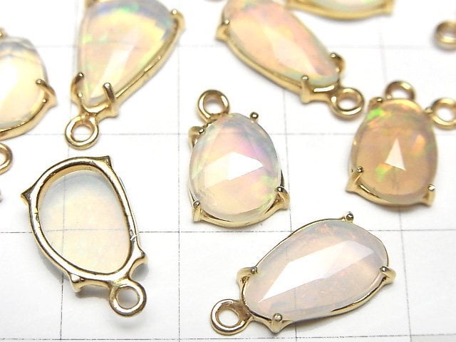 [Video]High Quality Ethiopian Opal AAA Bezel Setting Freeform Rose Cut 18KGP 2pcs