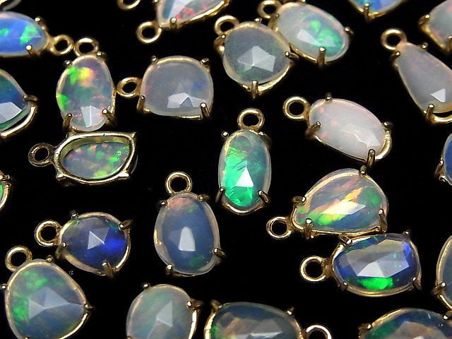 [Video]High Quality Ethiopian Opal AAA Bezel Setting Freeform Rose Cut 18KGP 2pcs