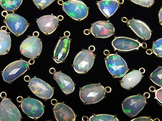 [Video]High Quality Ethiopian Opal AAA Bezel Setting Freeform Rose Cut 18KGP 2pcs