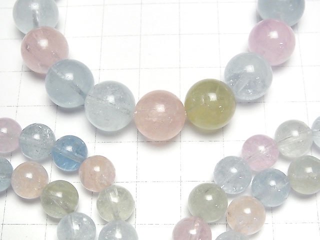 [Video] Beryl Mix (Multicolor Aquamarine) AAA Round 8.5mm,12mm Bracelet