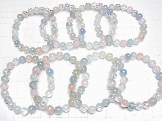 [Video] Beryl Mix (Multicolor Aquamarine) AAA Round 8.5mm,12mm Bracelet