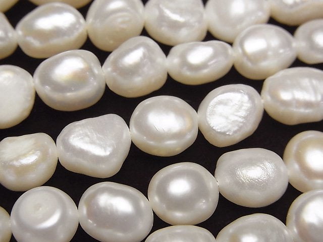 [Video] Fresh Water Pearl AA Baroque 8-12mm White 1strand beads (aprx.14inch/34cm)