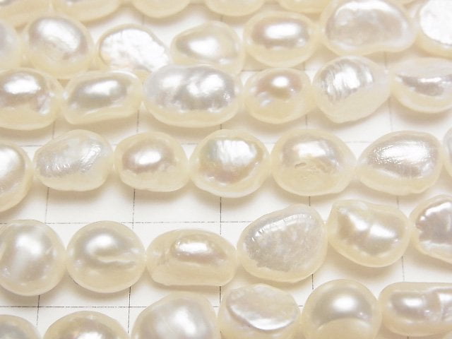 [Video] Fresh Water Pearl AA Baroque 8-12mm White 1strand beads (aprx.14inch/34cm)