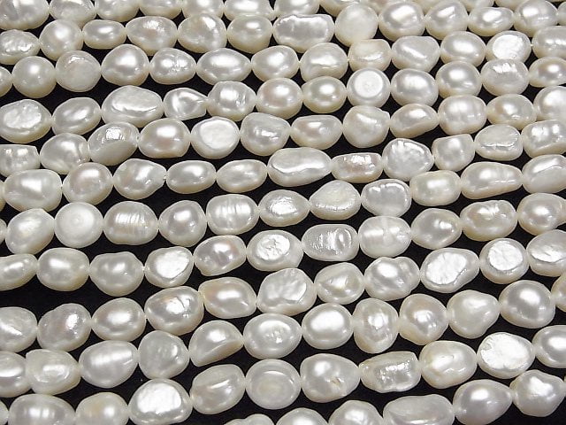 [Video] Fresh Water Pearl AA Baroque 8-12mm White 1strand beads (aprx.14inch/34cm)