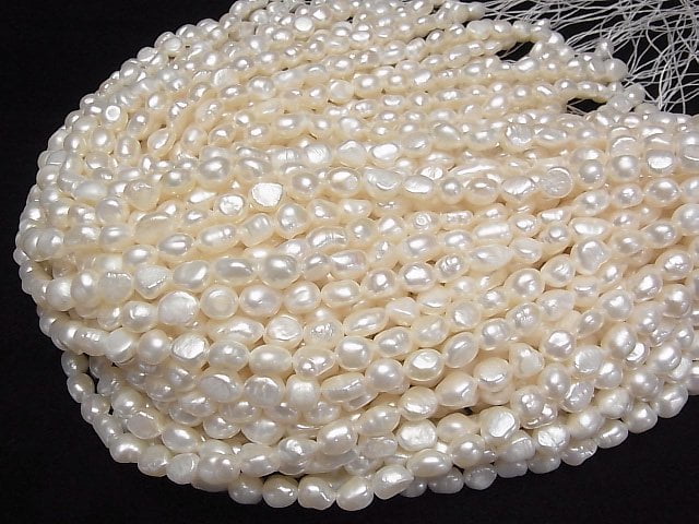 [Video] Fresh Water Pearl AA Baroque 8-12mm White 1strand beads (aprx.14inch/34cm)