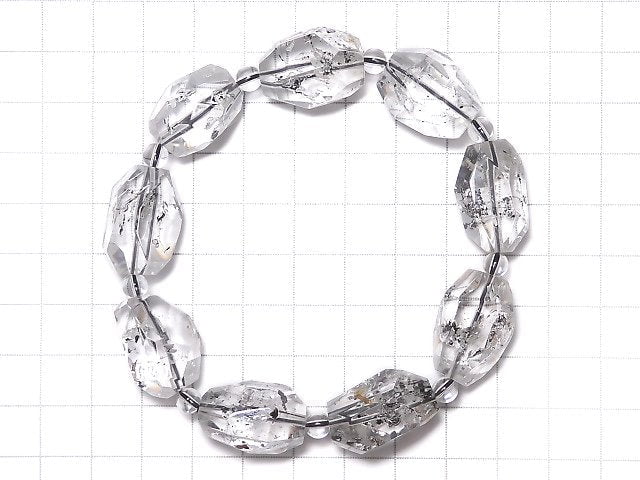 [Video][One of a kind] Water in Crystal AAA Faceted Nugget & Round Bracelet NO.1