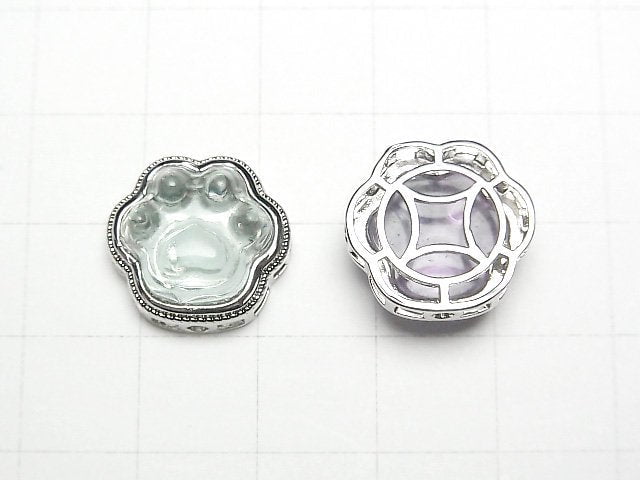 [Video] Multi-color Fluorite AAA- Bezel Setting Paw Motif Through Type Silver color 15mm 3pcs