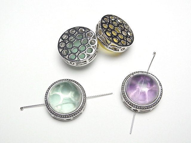 [Video] Multicolor Fluorite AAA- Bezel Setting Round Through Type 18x18mm 3pcs