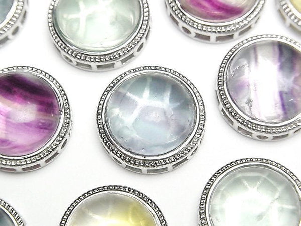 [Video] Multicolor Fluorite AAA- Bezel Setting Round Through Type 20x20mm 3pcs