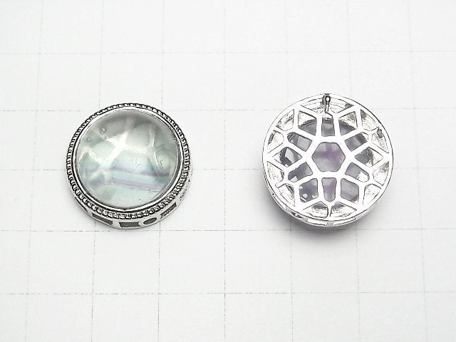 [Video] Multicolor Fluorite AAA- Bezel Setting Round Through Type 20x20mm 3pcs