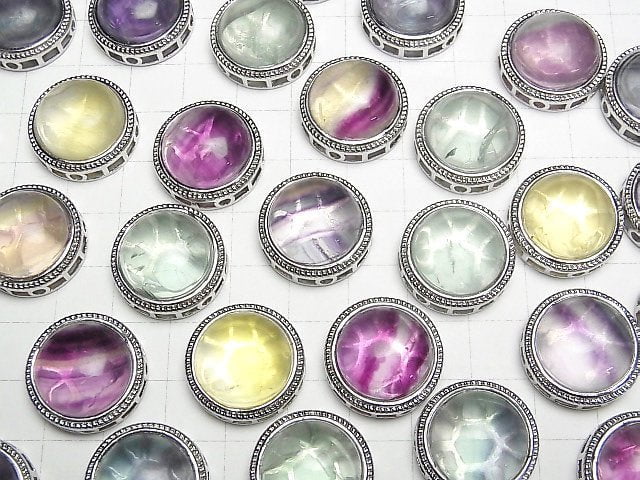 [Video] Multicolor Fluorite AAA- Bezel Setting Round Through Type 20x20mm 3pcs