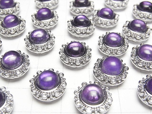 [Video]Amethyst AAA- Bezel Setting Round Through Type 13x13mm 1pc