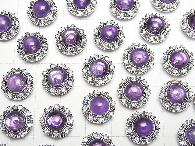 [Video]Amethyst AAA- Bezel Setting Round Through Type 13x13mm 1pc