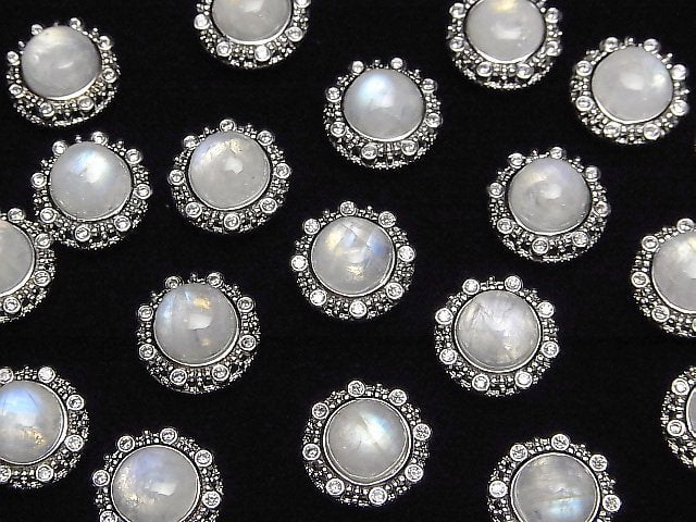 [Video]Rainbow Moonstone AA++ Bezel Setting Round Through Type 13x13mm 1pc