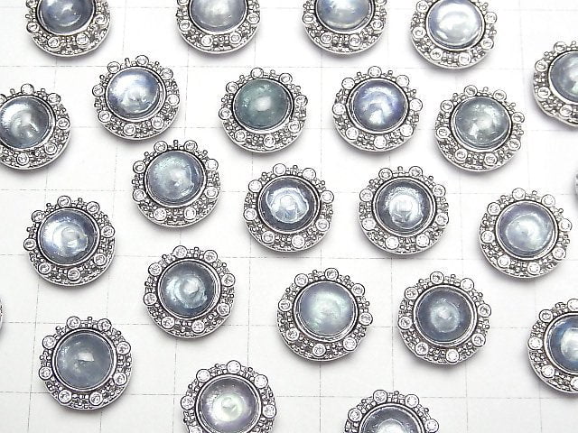 [Video]Aquamarine AAA Bezel Setting Round Through Type 13x13mm 1pc