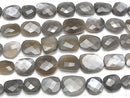 [Video] Gray Moonstone AA++ Flat Faceted Nugget 1strand beads (aprx.7inch/18cm)