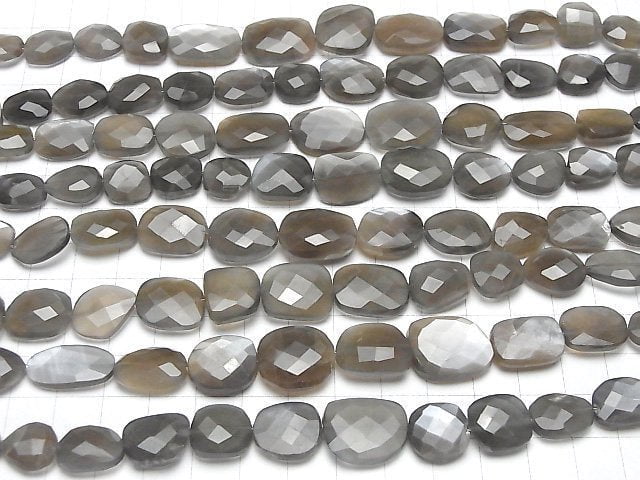 [Video] Gray Moonstone AA++ Flat Faceted Nugget 1strand beads (aprx.7inch/18cm)