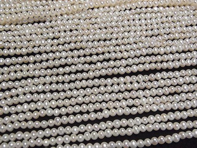 [Video] Fresh Water Pearl AAA Potato 3mm White half or 1strand beads (aprx.15inch/38cm)