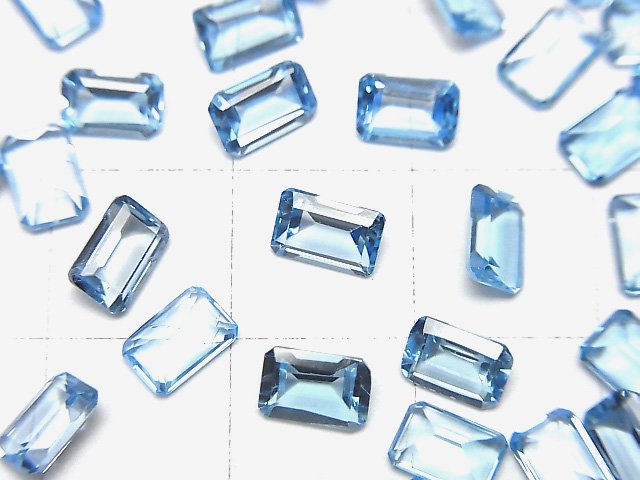 [Video]High Quality Swiss Blue Topaz AAA Loose stone Rectangle Faceted 6x4mm 3pcs