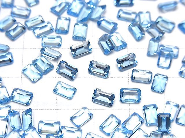 [Video]High Quality Swiss Blue Topaz AAA Loose stone Rectangle Faceted 6x4mm 3pcs