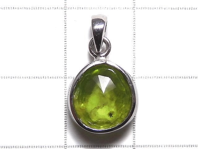 [Video][One of a kind] High Quality Peridot AAA- Faceted Pendant Silver925 NO.1