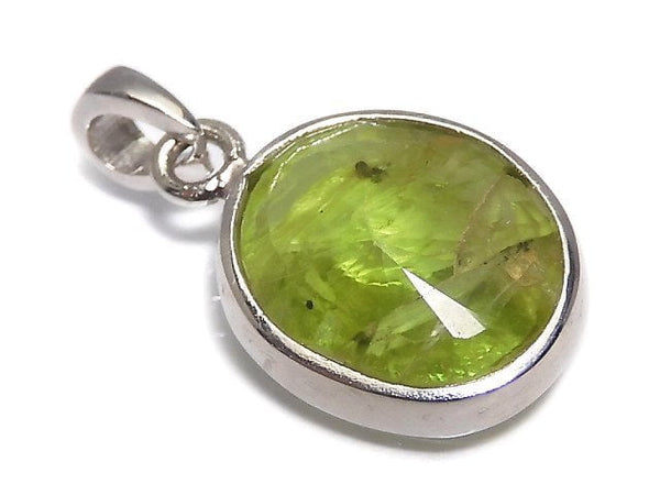 [Video][One of a kind] High Quality Peridot AAA- Faceted Pendant Silver925 NO.3