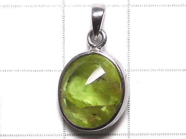 [Video][One of a kind] High Quality Peridot AAA- Faceted Pendant Silver925 NO.3