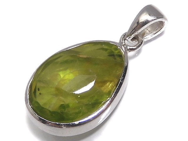 [Video][One of a kind] High Quality Peridot AAA- Faceted Pendant Silver925 NO.5