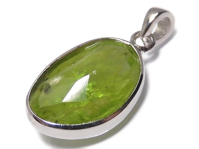 [Video][One of a kind] High Quality Peridot AAA- Faceted Pendant Silver925 NO.7