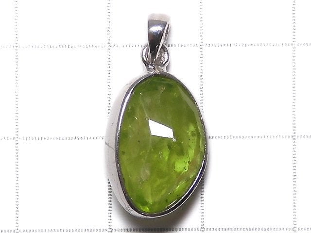 [Video][One of a kind] High Quality Peridot AAA- Faceted Pendant Silver925 NO.7