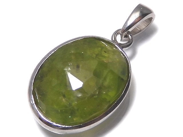 [Video][One of a kind] High Quality Peridot AAA- Faceted Pendant Silver925 NO.9