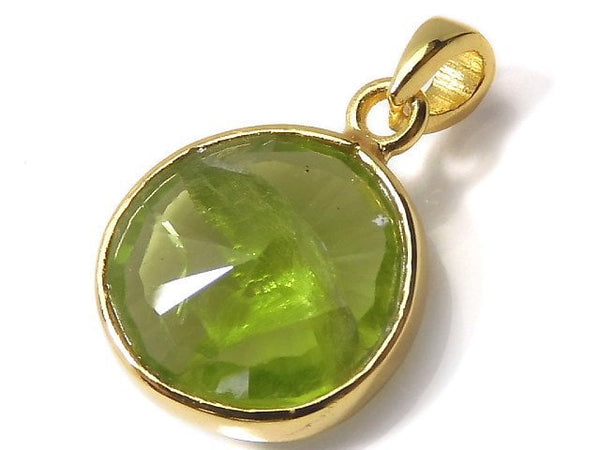 [Video][One of a kind] High Quality Peridot AAA- Faceted Pendant 18KGP NO.13