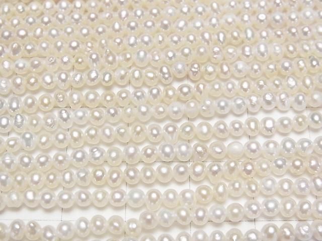 [Video] Fresh Water Pearl AA++ Potato 3mm White 1strand beads (aprx.14inch/34cm)