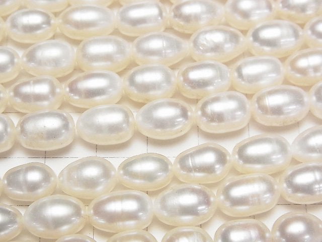 [Video] Fresh Water Pearl AA+ Rice 10-12x8x8mm White 1strand beads (aprx.15inch/36cm)