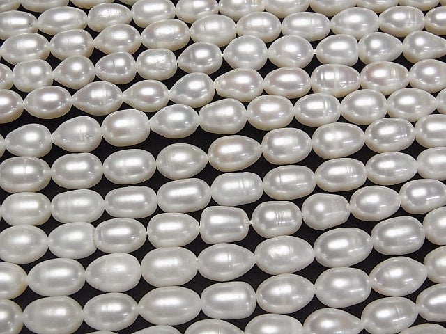 [Video] Fresh Water Pearl AA+ Rice 10-12x8x8mm White 1strand beads (aprx.15inch/36cm)