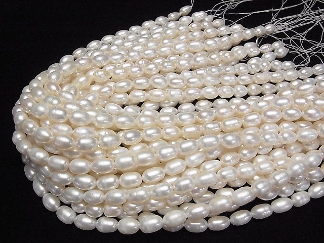 [Video] Fresh Water Pearl AA+ Rice 10-12x8x8mm White 1strand beads (aprx.15inch/36cm)