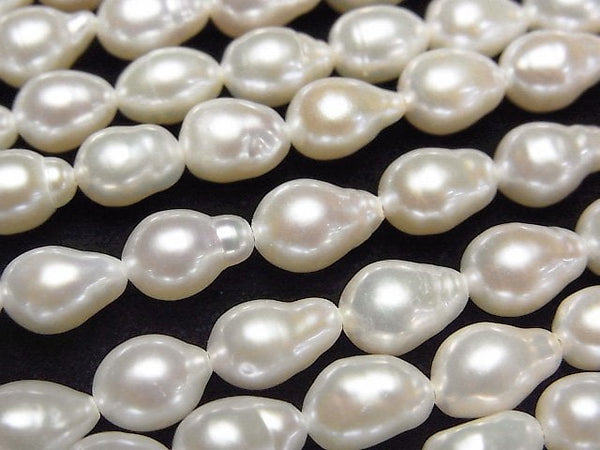 [Video] Fresh Water Pearl AA++ Natural Drop 8x6x6mm White 1strand beads (aprx.15inch/37cm)