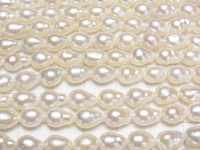 [Video] Fresh Water Pearl AA++ Natural Drop 8x6x6mm White 1strand beads (aprx.15inch/37cm)