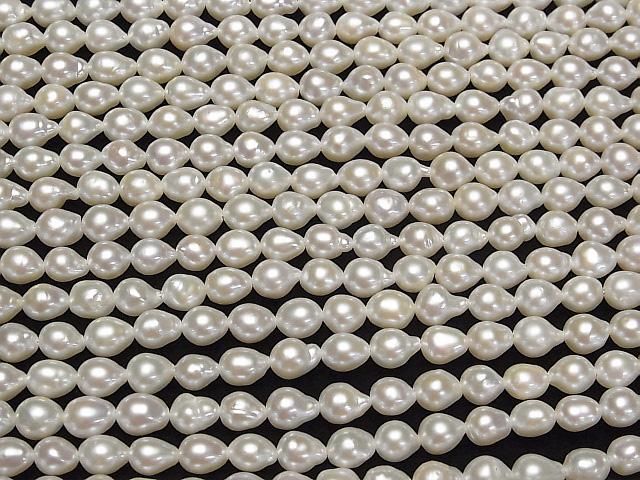 [Video] Fresh Water Pearl AA++ Natural Drop 7x6x6mm White 1strand beads (aprx.15inch/37cm)